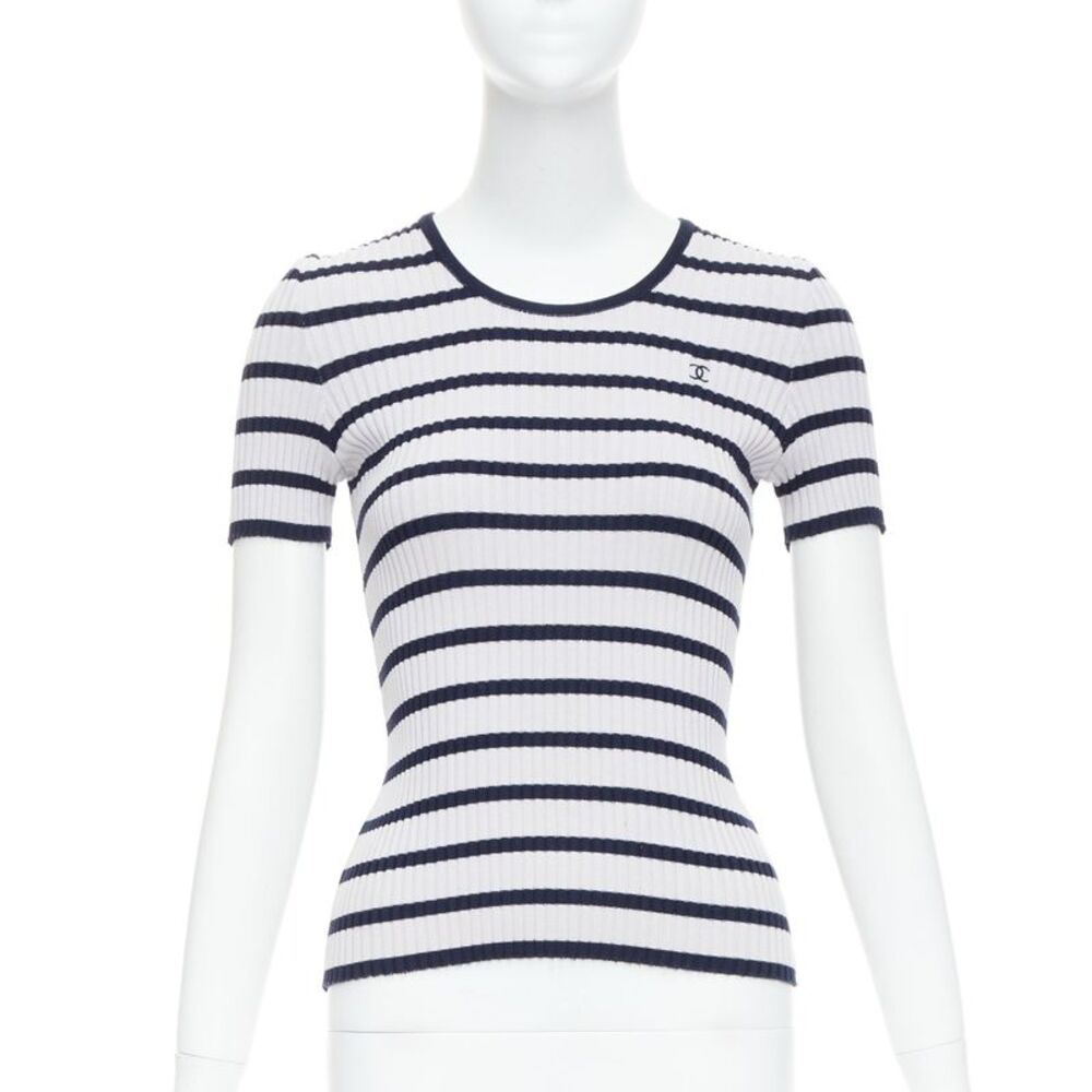 Chanel Ribbed Cotton Striped Top
